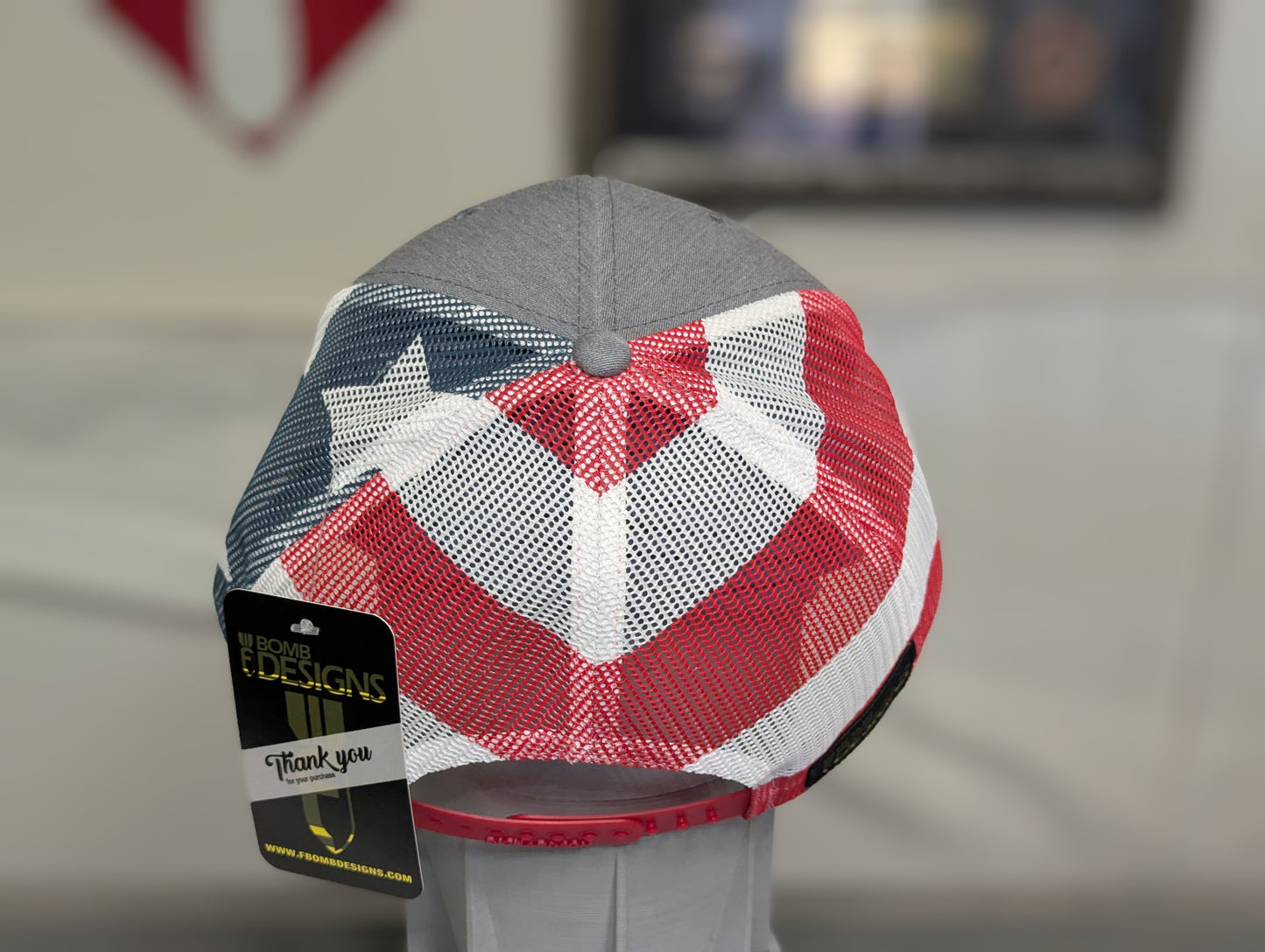 F-Bomb Designs Hat | Grey - Stars & Stripes