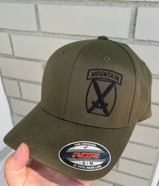 10th Mountain Outline OD Green Hat | Fitted/Adj | US Army
