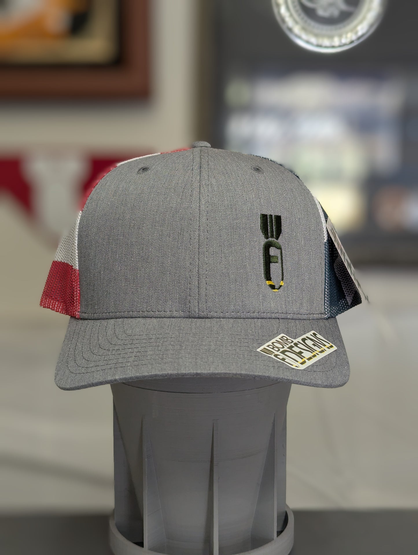 F-Bomb Designs Hat | Grey - Stars & Stripes
