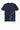 Navy blue t-shirt with a white abstract design on a white background