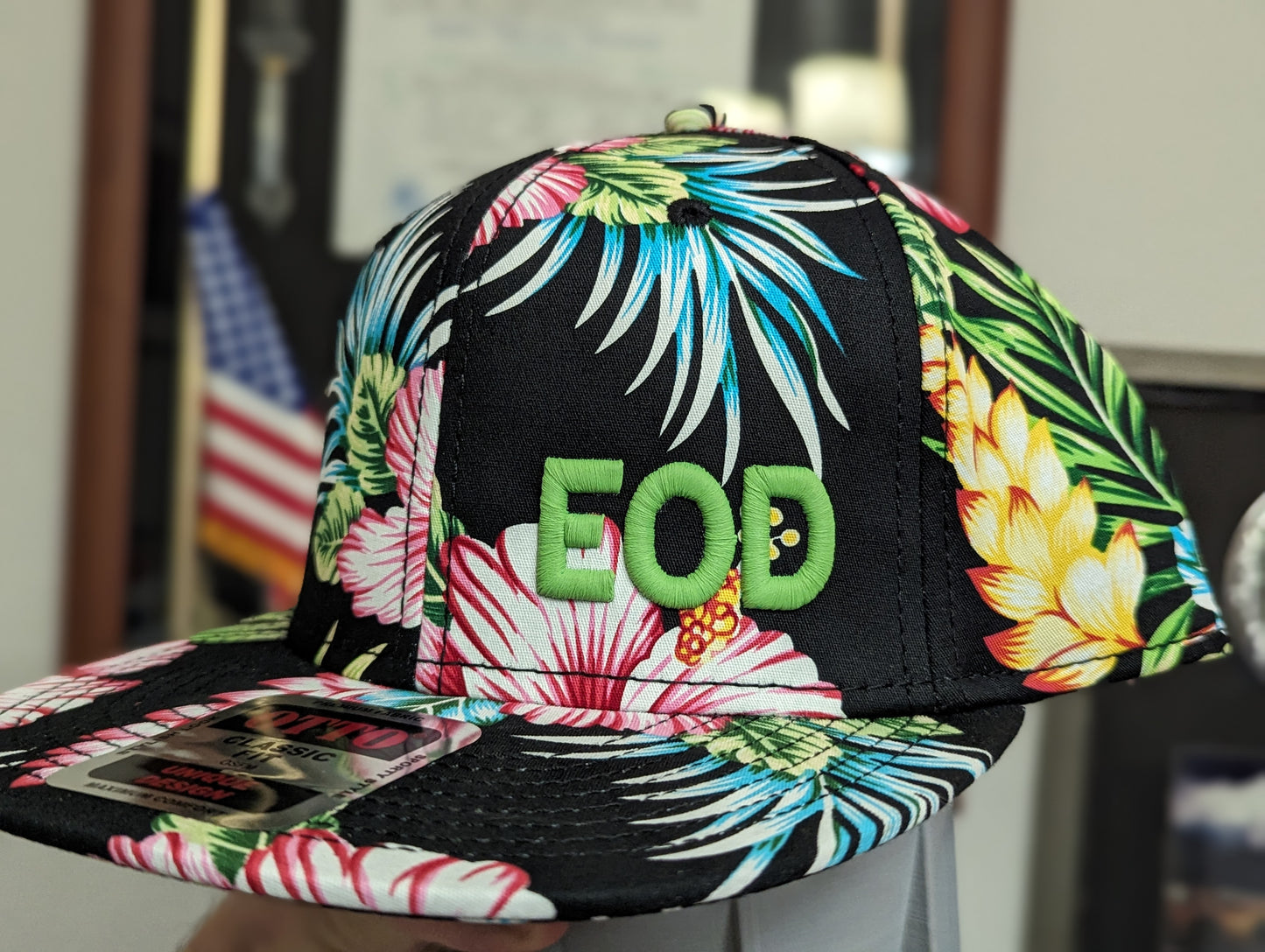 3D Puff EOD Hawaiian Flat Brim Hat