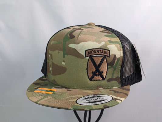 10th Mountain Embroidered Flatbrim Hat | US Army | Fort Drum | Multicam Hat