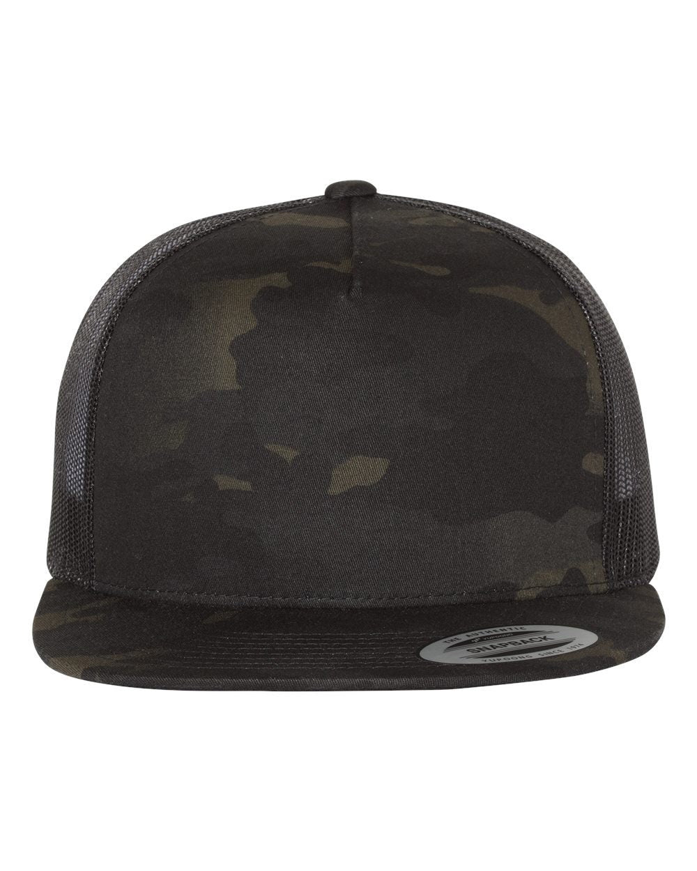 Embroidered EOD Badge Camouflage Black Multicam Flatbrim Trucker Hat