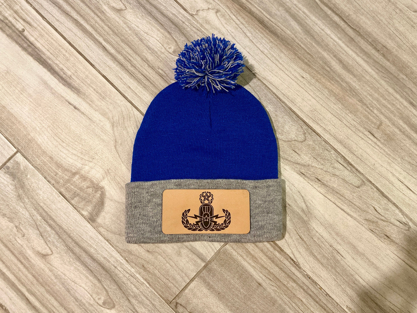 EOD Leather Patch Winter Beanie with Pom| Basic, Senior and Master Badge Options