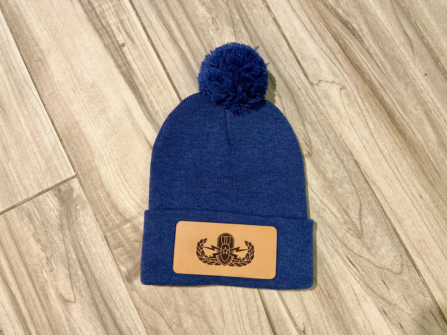 EOD Leather Patch Winter Beanie with Pom| Basic, Senior and Master Badge Options