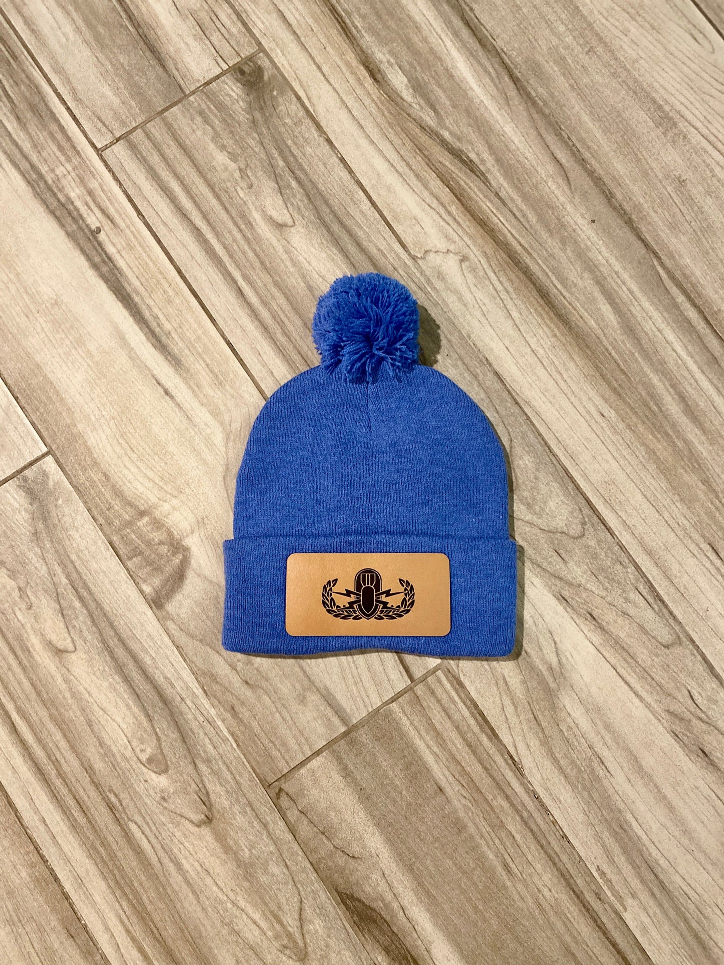 EOD Leather Patch Winter Beanie with Pom| Basic, Senior and Master Badge Options