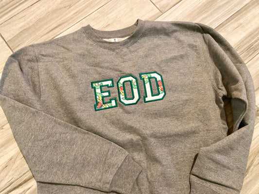 EOD Applique Crewneck Sweatshirt | Basic, Senior and Master Badge Options | Customize with Wife, Husband, Mom, Dad or anything else!