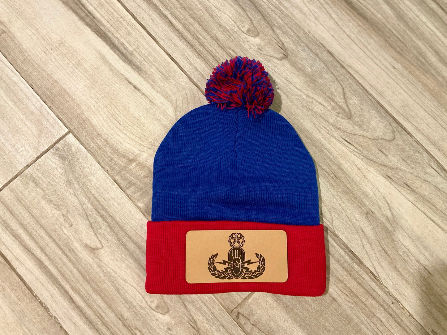 EOD Leather Patch Winter Beanie with Pom| Basic, Senior and Master Badge Options