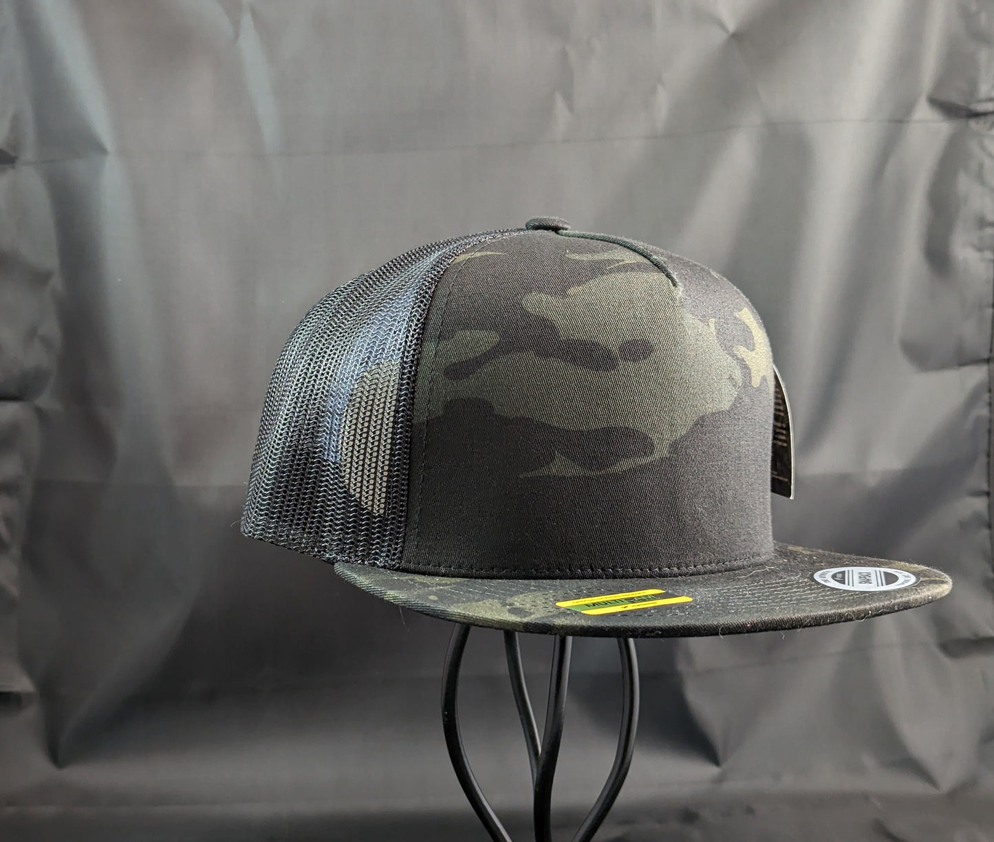 Leather EOD Badge Camouflage Multicam Flatbrim Hat | Real Leather Patch