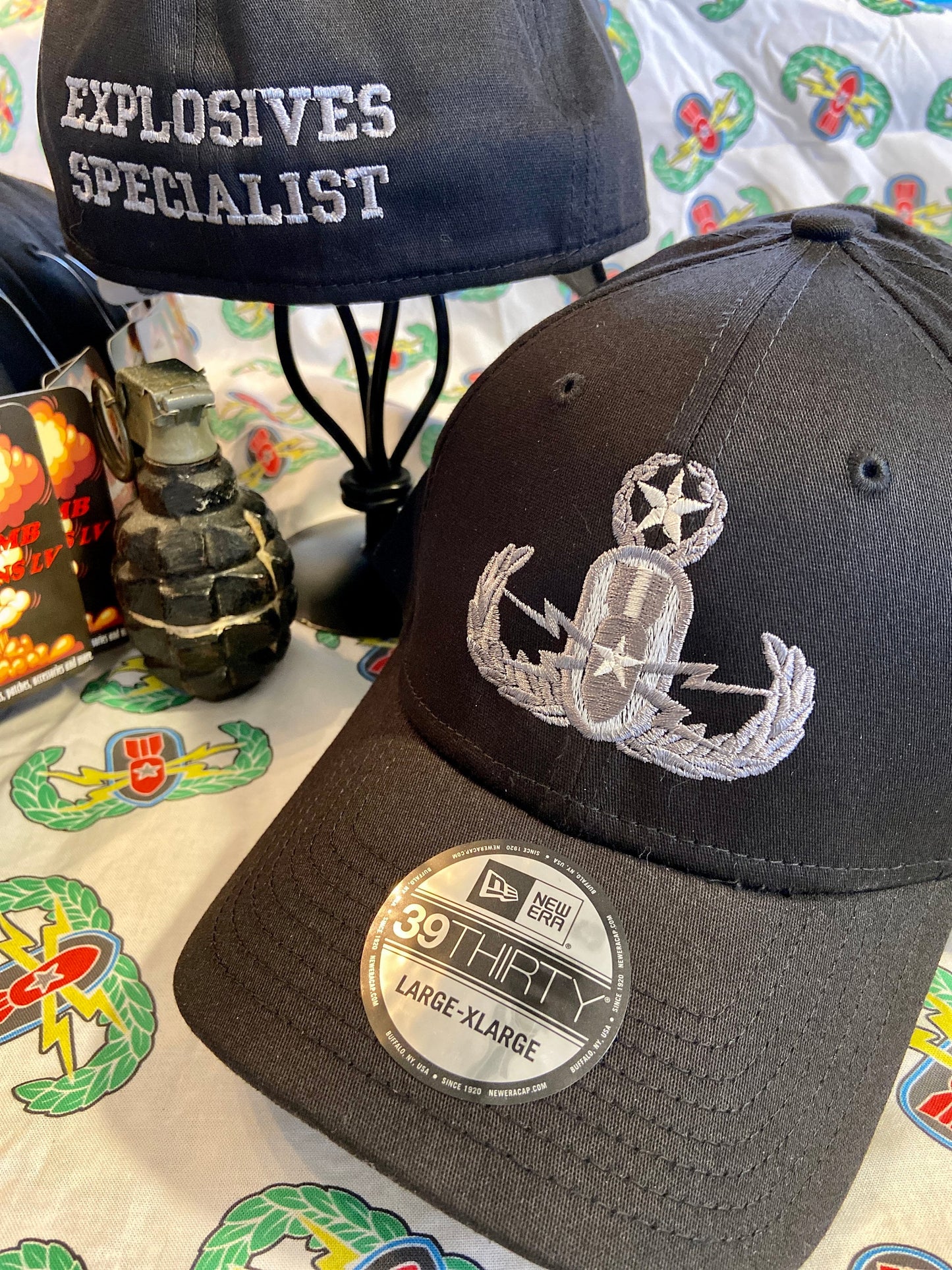 Explosive Specialist Hat | EOD Badge in Shades of Gray | TSSE Guys are Special Hat | Flex Fit Bomb Squad Hat | Embroidery Bomb Tech Life Hat