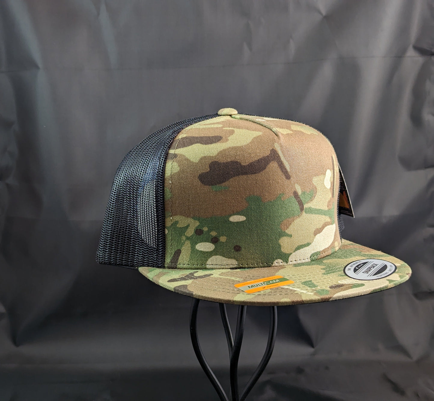 Leather EOD Badge Camouflage Multicam Flatbrim Hat | Real Leather Patch