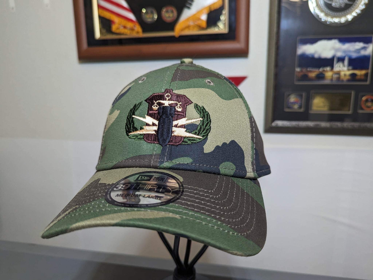 Camo EOD Crab Hat | Unit Emblem | BDU Camo Hat | Flex Fit Bomb Squad Hat