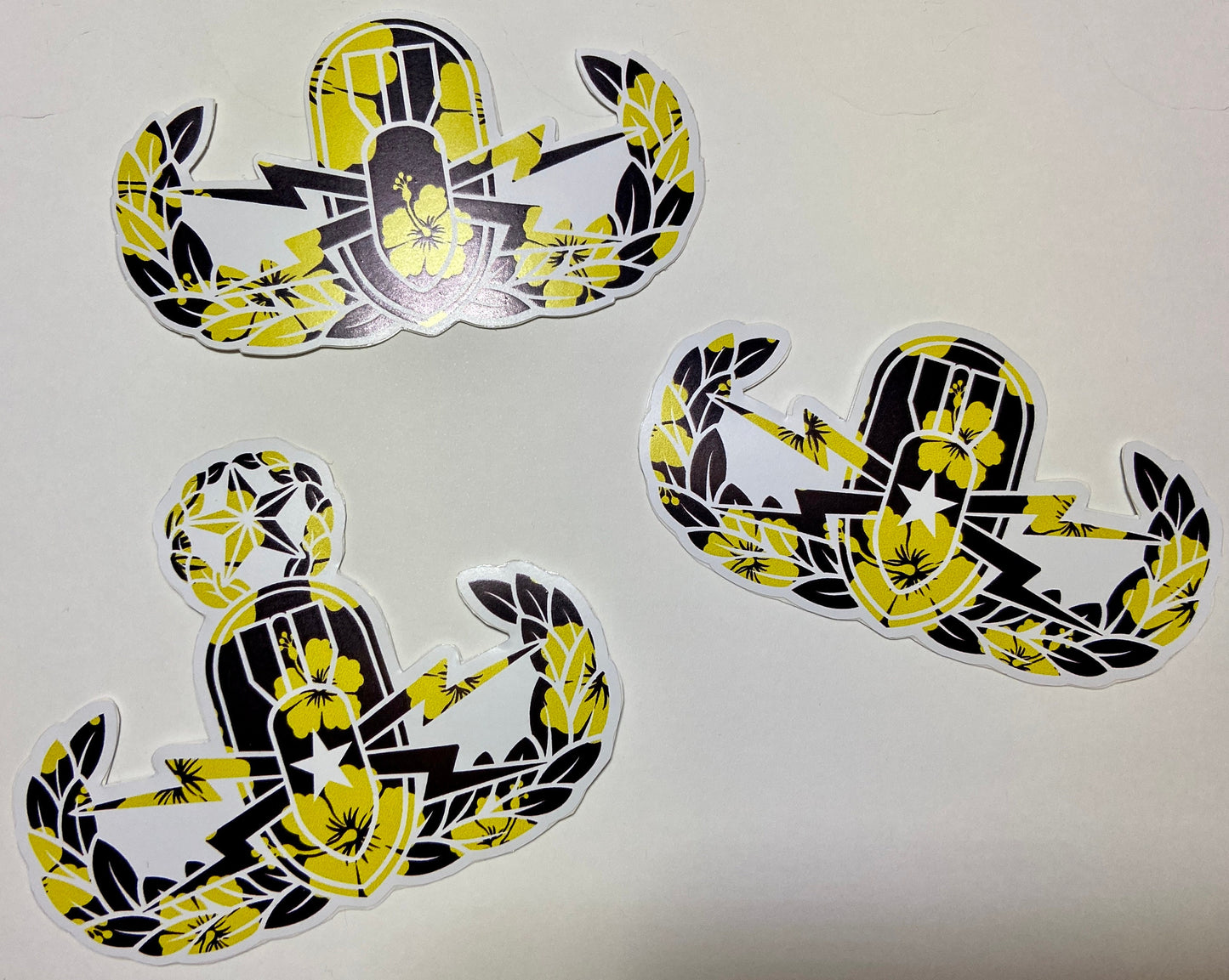 Hawaiian Floral Printed EOD Badge Stickers