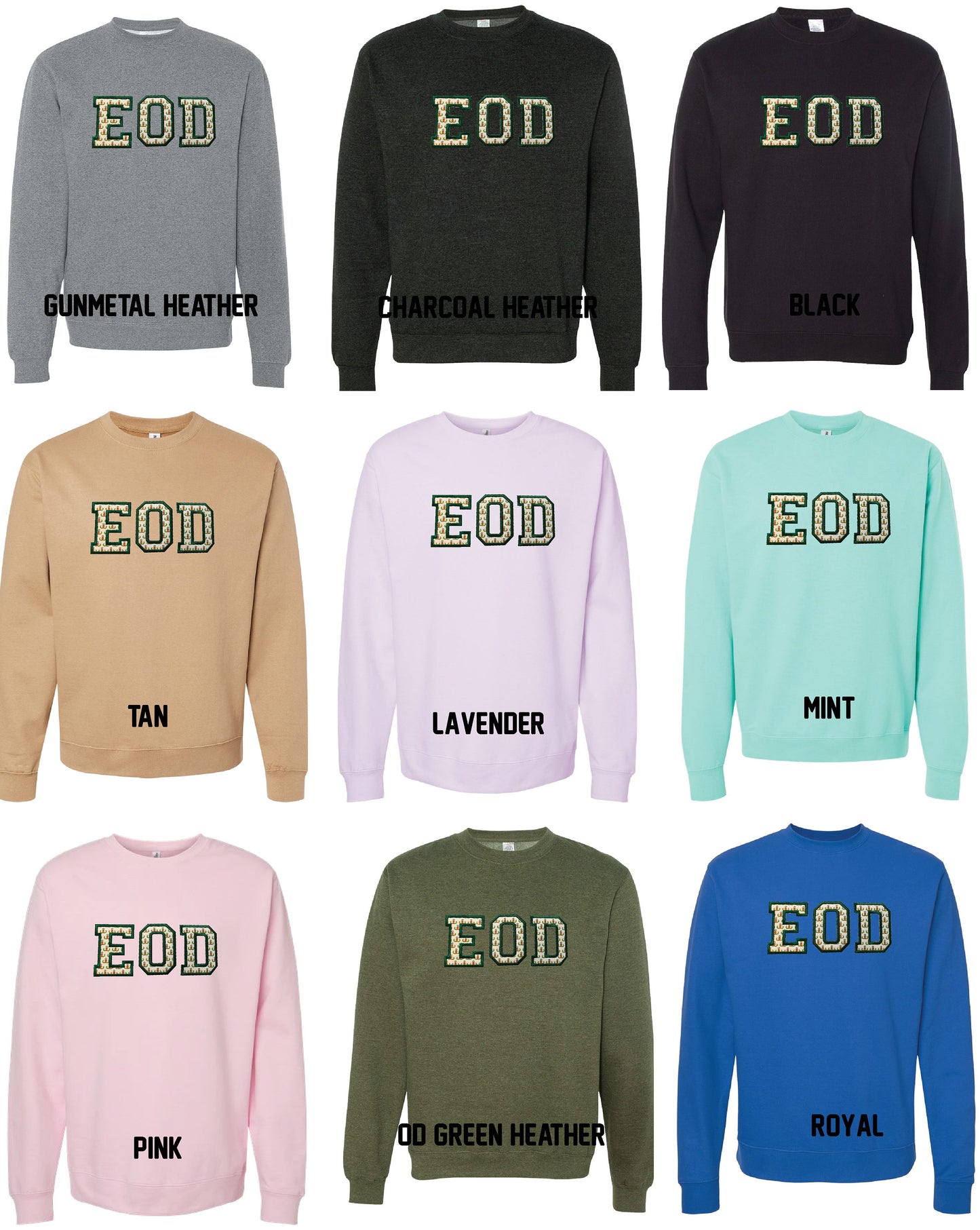 EOD Applique Crewneck Sweatshirt | Basic, Senior and Master Badge Options | Customize with Wife, Husband, Mom, Dad or anything else!